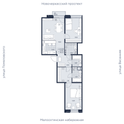 Двухкомнатная квартира 80.25 м²